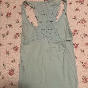 GAP Women's Tank Top with Lace Back - Light Blue